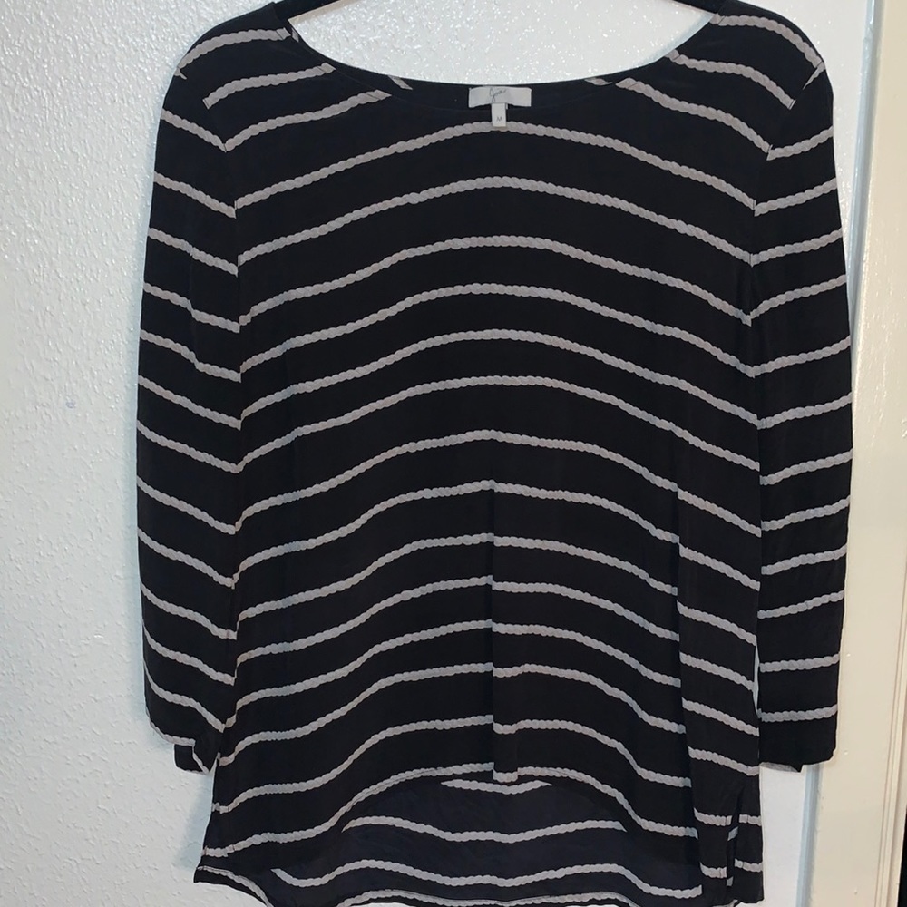 Black grey silk top